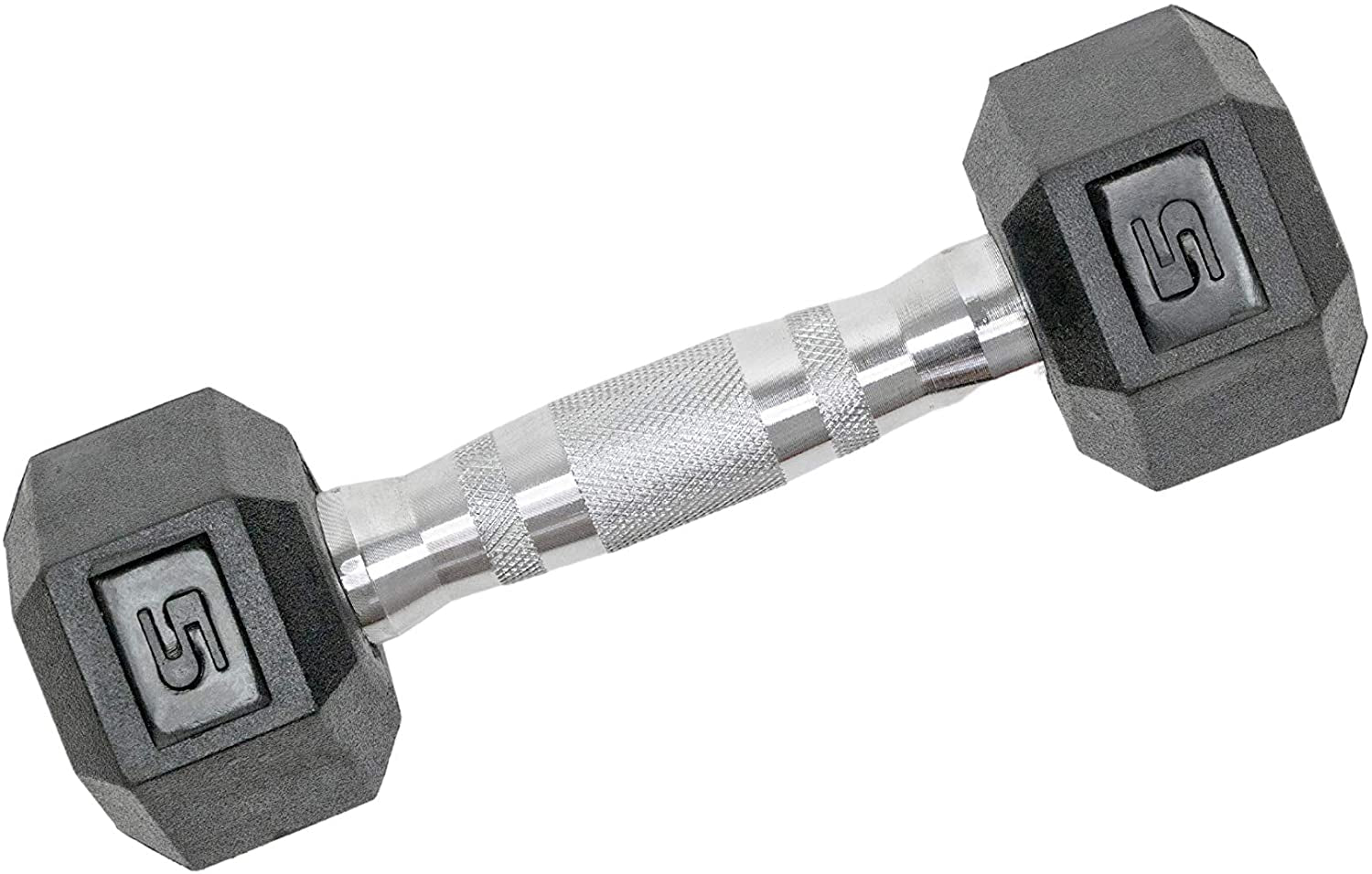 TRU GRIT Fitness Rubber HEX Free Hand Weights Dumbbell Pairs Sizes 5, 10, 15, 20 and 25 LBS (5 LB Pair, Pair)